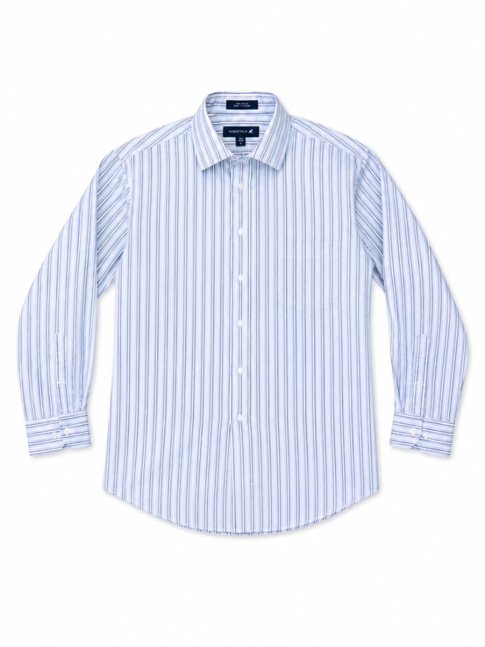 Nordstrom Blue White Striped Dress Shirt 15.5 32/33 Tall Fit 100% Cotton Men's